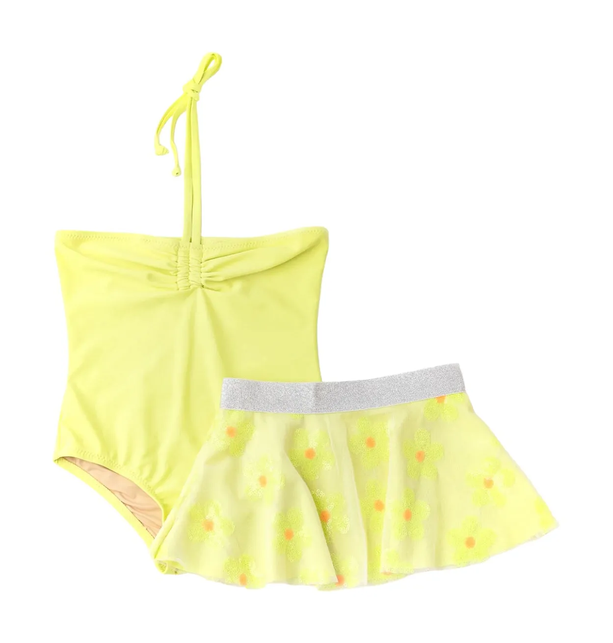 Shade Critters Yellow Halter One Piece & Sequin Skirt Swim Set
