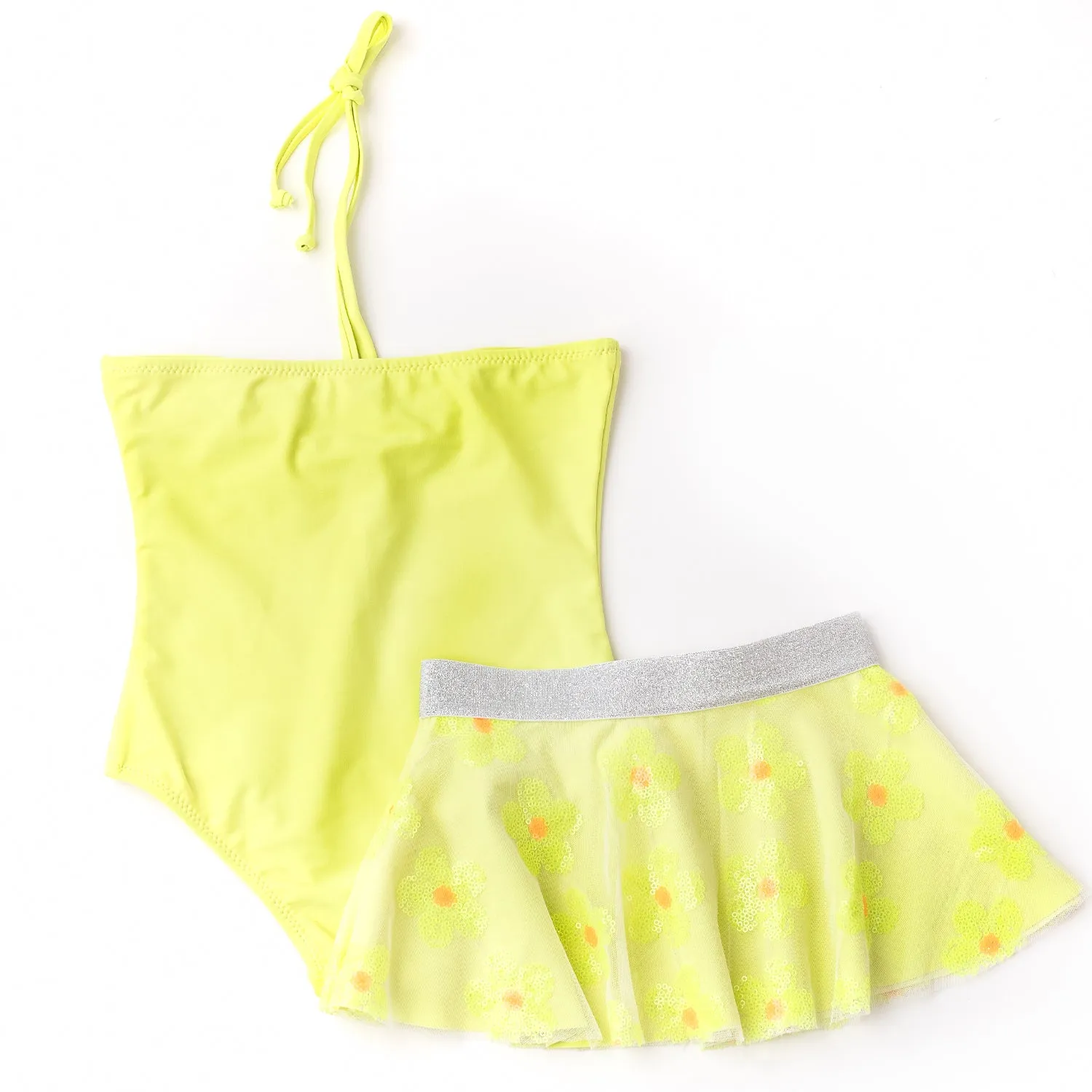 Shade Critters Yellow Halter One Piece & Sequin Skirt Swim Set