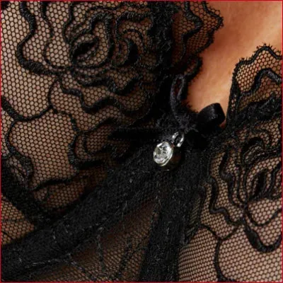 Sheer Lace Balcony Bra: Pamela Black by Gorteks Lingerie