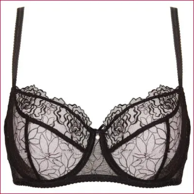 Sheer Lace Balcony Bra: Pamela Black by Gorteks Lingerie