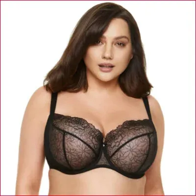 Sheer Lace Balcony Bra: Pamela Black by Gorteks Lingerie