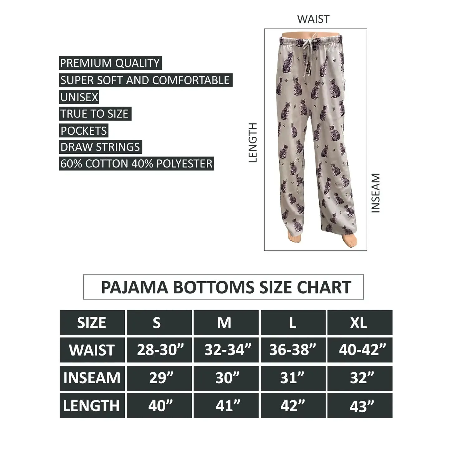 Silver Tabby Cat Pajama Pants