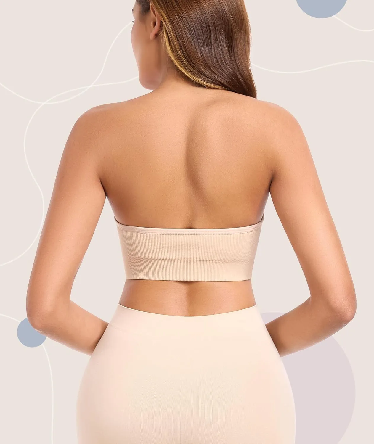 Strapless Bras for Women Non-Slip Padded Bandeau Bra Wireless Tube Top Bra Including Clear Straps