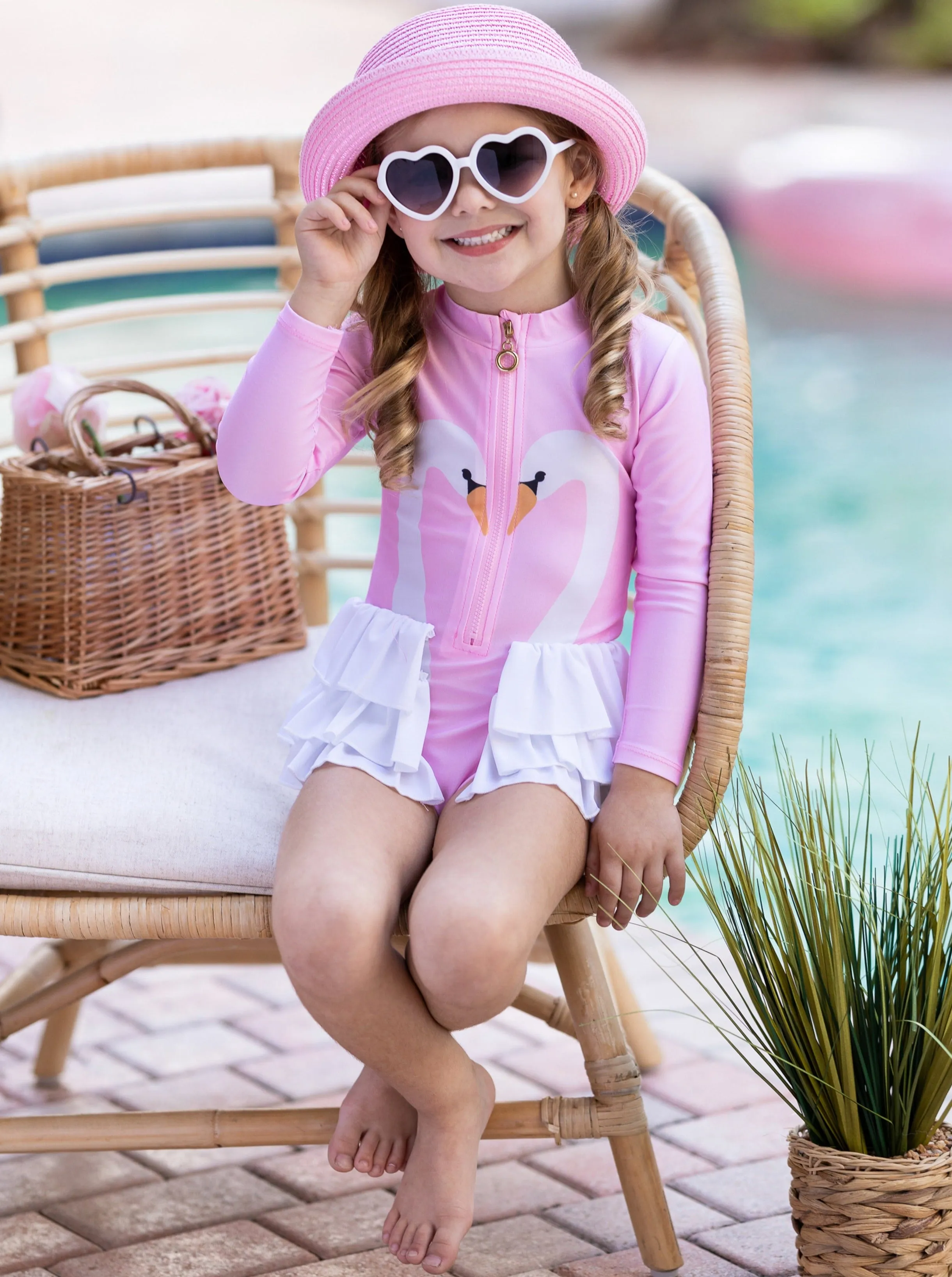 Swan Lake Rash Guard One Piece Swimsuit