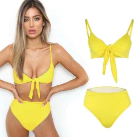 Tie front 2 piece bikini swimsuit