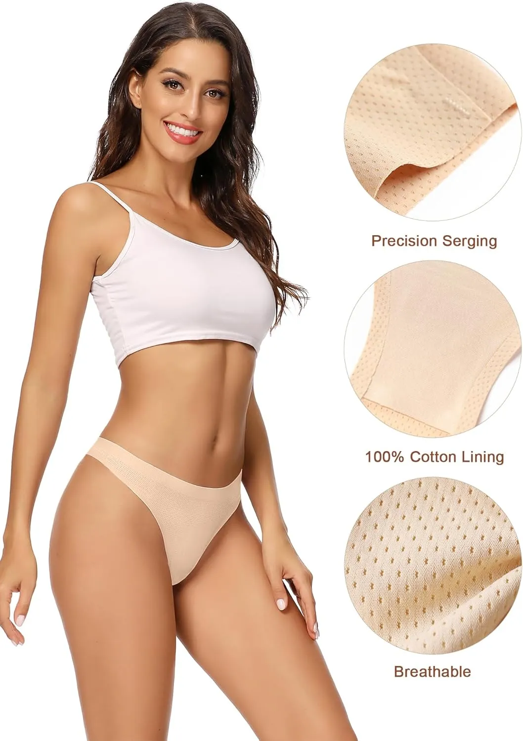 voenxe Women Bikini Underwear,Seamless Breathable Ladies Panties,No Show Comfortable Briefs Undies for Women,Hipster,5-Pack
