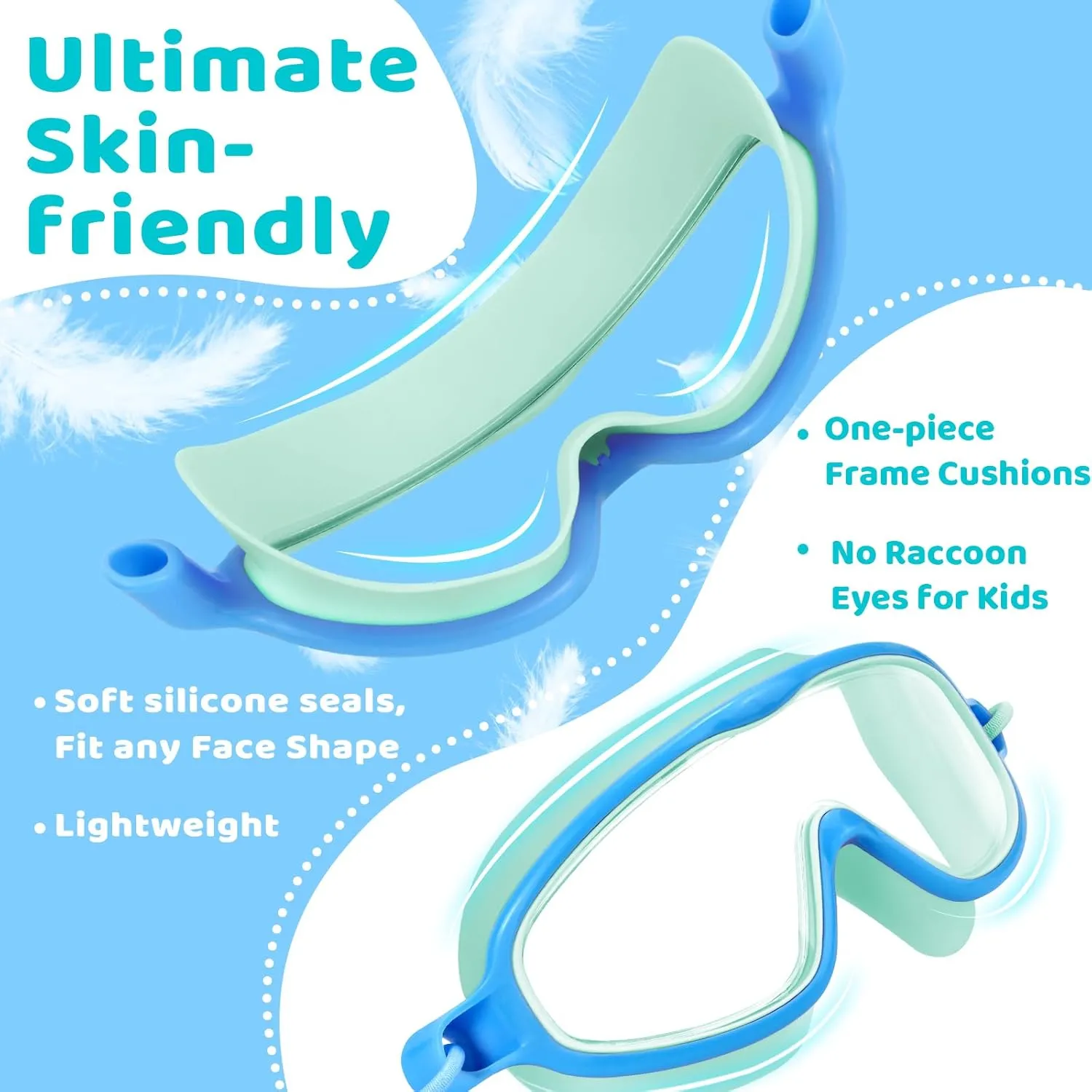 Vvinca Kids-Swim-Goggles with Bungee Strap Wide View Anti Fog UV Swimming Mask Pool Goggle for 3-14 Toddlers Girls Boys