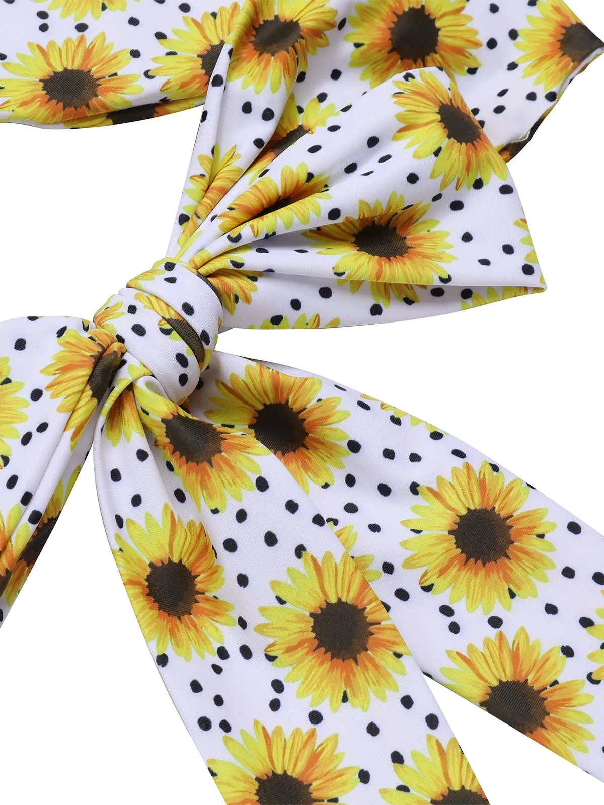 Yellow 1950s Sunflower Cross Halter Swimsuit
