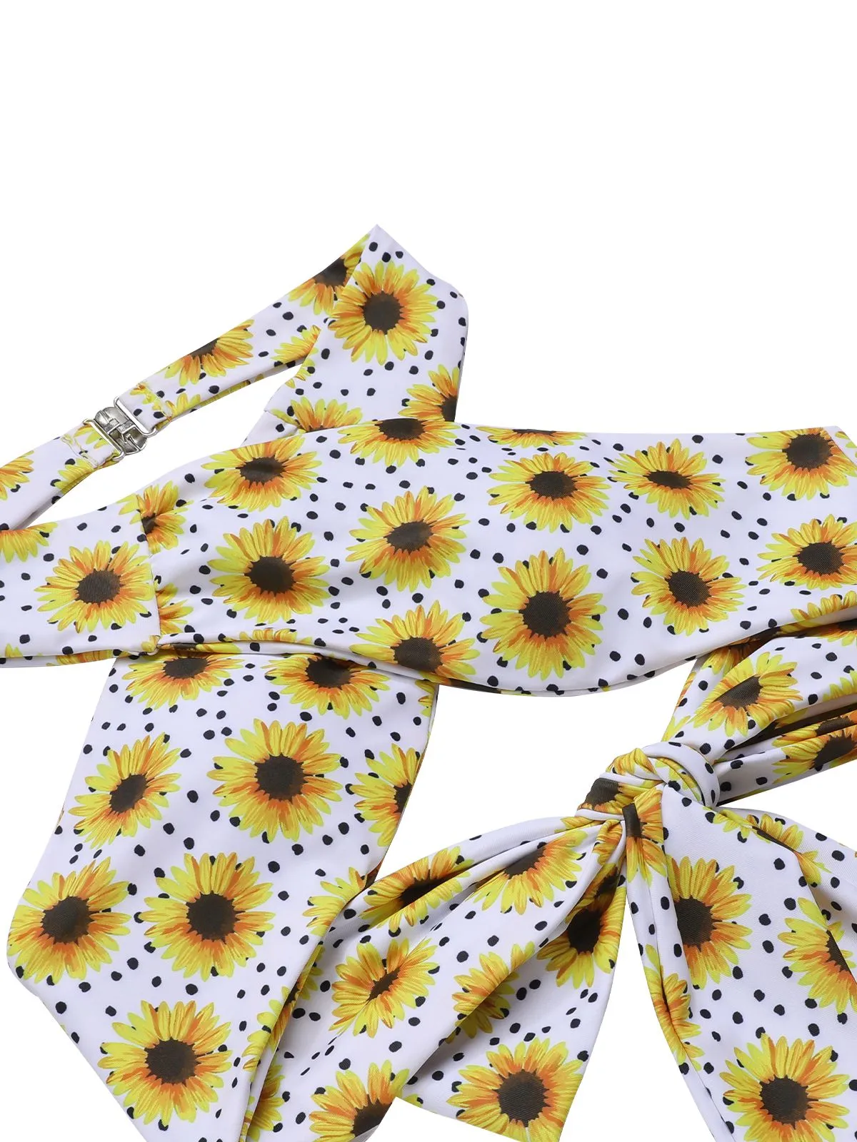 Yellow 1950s Sunflower Cross Halter Swimsuit